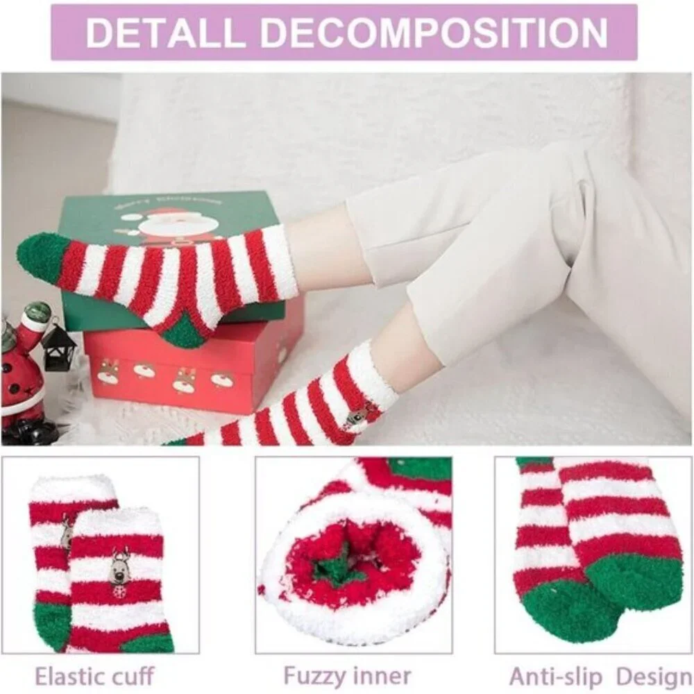 7-Pair Women’s Fuzzy Socks Cozy Fluffy Warm Christmas Winter Gift Set